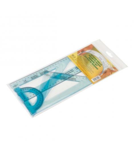 Faibo Pack de Reglas Escolares Irrompibles - Incluye Regla de 30cm, Escuadra de 25cm, Cartabon de 25cm y Semicirculo de 10cm - P