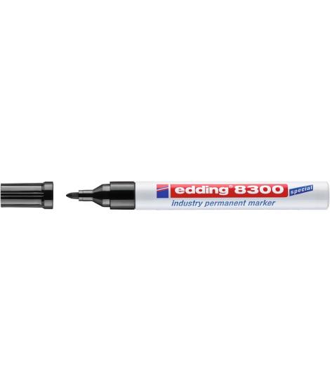 Edding 8300 Rotulador Permanente Industrial - Punta Redonda 1.5-3mm - Tinta Resistente al Desgaste, Roce y Luz - Color Negro