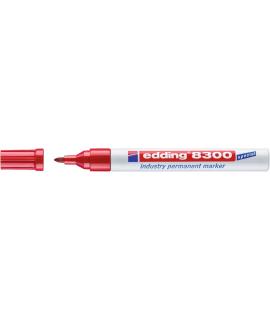 Edding 8300 Rotulador Permanente Industrial - Punta Redonda 1.5-3mm - Tinta Resistente al Desgaste, Roce y Luz - Color Rojo