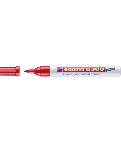 Edding 8300 Rotulador Permanente Industrial - Punta Redonda 1.5-3mm - Tinta Resistente al Desgaste, Roce y Luz - Color Rojo
