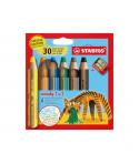 Stabilo Woody 3 en 1 30º Aniversario Tigre Pack de 6 Lapices de Colores + Sacapuntas - Lapiz de Color, Cera y Acuarela, Todo en 