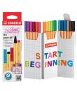 Stabilo Point 88 Pack de 18 Rotuladores de Punta de Fibra - Trazo de 0.4mm aprox. - Tinta con Base de Agua - Colores Surtidos