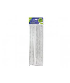 Bismark Pack de 2 Reglas Milimetradas 30cm - Con Plantilla de Caracteres Rotulables - Ideal para Colegio - Fabricada en Plastico