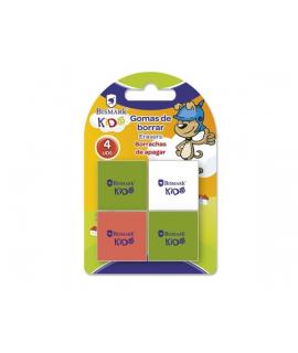 Bismark Kids Pack de 4 Gomas Cuadradas 2.8x2.8cm - Colores Surtidos