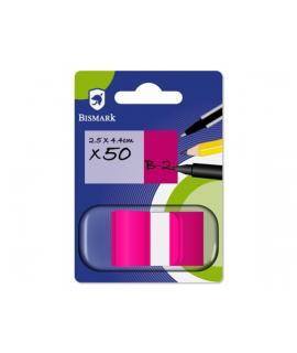 Bismark Dispensador con 50 Marcadores Reposicionables 44 x 25mm - Para Marcar, Señalar o Destacar Informacion - Color Rosa