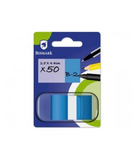 Bismark Dispensador con 50 Marcadores Reposicionables 44 x 25mm - Para Marcar, Señalar o Destacar Informacion - Color Azul