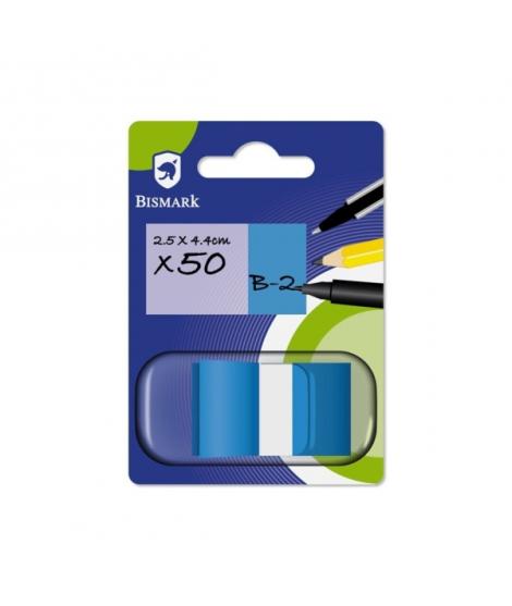 Bismark Dispensador con 50 Marcadores Reposicionables 44 x 25mm - Para Marcar, Señalar o Destacar Informacion - Color Azul