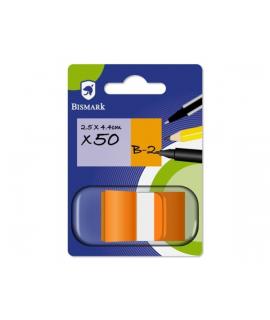 Bismark Dispensador con 50 Marcadores Reposicionables 44 x 25mm - Para Marcar, Señalar o Destacar Informacion - Color Naranja