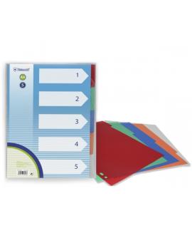 Bismark Pack de 5 Separadores de Polipropileno - Tamaño A4 - Multitaladro - Colores Surtidos