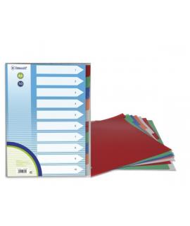 Bismark Pack de 10 Separadores de Polipropileno - Tamaño A4 - Multitaladro - Colores Surtidos