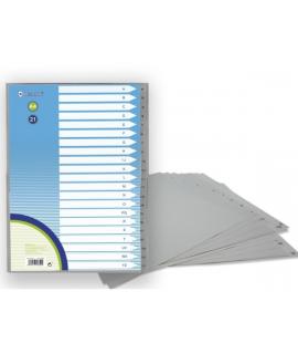 Bismark Indice Numerico con Pestañas del 1 al 21 - Multitaladro - Formato A4 - Fabricados en Polipropileno - Color Gris