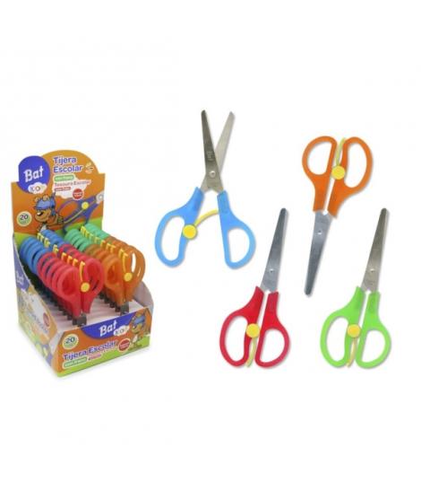 Bismark Bat Tijera Escolar 13cm con Freno - Mangos en Plastico - Punta Roma - 4 Colores Surtidos