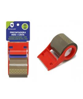 Bismark Mini Precintadora de Mano para Rollos de hasta 20m de Largo - Incluye Precinto de 20m - Cuchilla de Acero - Color Rojo