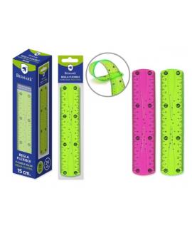 Bismark Regla Flexible 15cm - Fabricada en PVC - Ideal para Colegio - Colores Rosa y Verde Aleatorios
