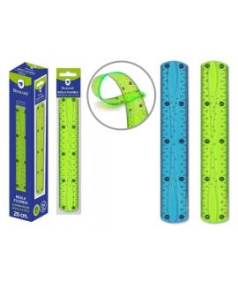 Bismark Regla Flexible 20cm - Fabricada en PVC - Ideal para Colegio - Colores Azul y Verde Aleatorios