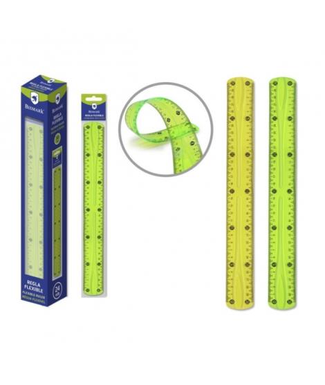 Bismark Regla Flexible 30cm - Fabricada en PVC - Ideal para Colegio - Colores Amarillo y Verde Aleatorios