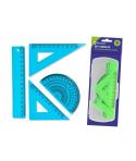 Bismark Pack de 4 Reglas para Dibujo - Incluye Regla 15cm, Escuadra 10cm, Cartabon 10cm y Transportador de Angulos - Caja Portad