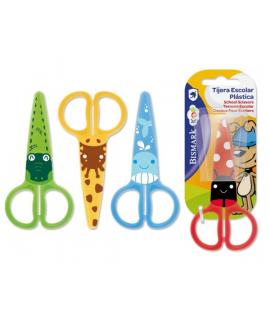 Bismark Kids Plastica Tijera Escolar de Plastico - Decoradas con Animales - Punta Roma - 4 Diseños Surtidos