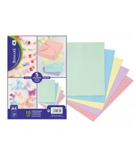 Bismark Pack de 10 Cartulinas 180 g/m² - Tamaño A4 - Colores Pastel Surtidos