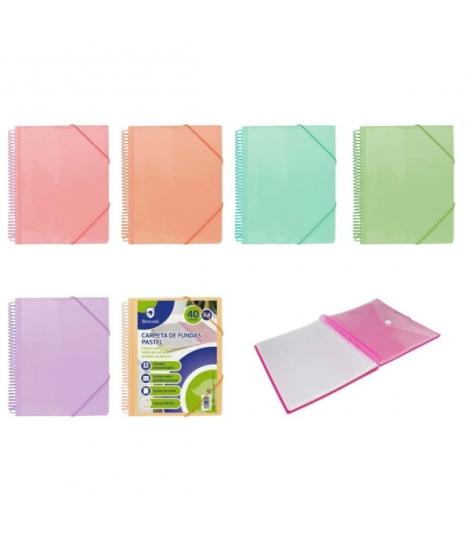 Bismark Carpeta Espiral 40 Fundas Transparentes - Polipropileno - Tamaño A4 - Espiral Plastica Indeformable - Apertura 360 Grado