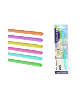 Bismark Regla Triangular 15cm - Fabricada en Poliestireno - Ideal para Colegio - Colores Pastel Surtidos