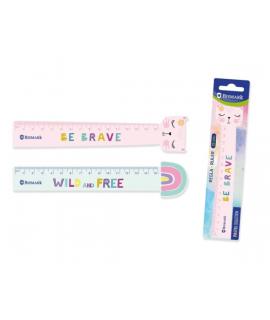 Bismark Regla 15cm con Decoraciones de Frases Motivadoras - Fabricada en Plastico - Ideal para Colegio - 2 Diseños Diferentes