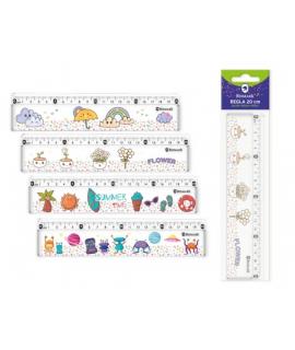 Bismark Regla 20cm con Bolitas de Colores en su Interior - Fabricada en Plastico - Ideal para Colegio - 4 Diseños Diferentes