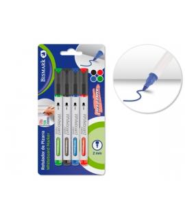 Bismark Pack de 4 Rotuladores para Pizarra Blanca - Punta Redonda 2mm - Colores Surtidos