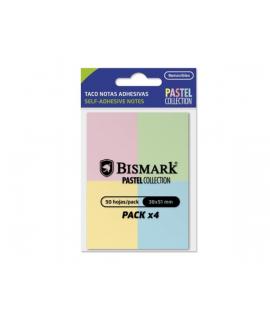 Bismark Pack de 4 Blocs de 50 Notas Adhesivas 38x51mm - 4 Colores Pastel