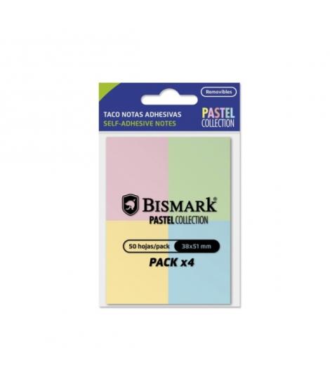 Bismark Pack de 4 Blocs de 50 Notas Adhesivas 38x51mm - 4 Colores Pastel