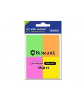 Bismark Pack de 4 Blocs de 50 Notas Adhesivas 38x51mm - 4 Colores Neon
