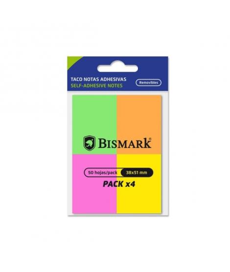 Bismark Pack de 4 Blocs de 50 Notas Adhesivas 38x51mm - 4 Colores Neon