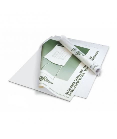 Faibo Bloc de 50 Hojas Lisas 65x90cm para Caballetes - Sistema Multitaladro - Color Blanco