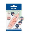 Milan Coleccion 430 Cutter de Hoja Ceramica Reemplazable - Cuchilla con Protector - Bloqueo de Seguridad - Color Rosa
