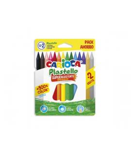 Carioca Plastello Pack de 12+2 Plasticeras - Extra Limpias - No Dejan Color en las Manos - Faciles de Afilar - Colores Surtidos 