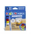 Carioca Acrylic Pack de 5 Marcadores de Pintura Acrilica - Punta Pincel - Tinta a Base de Agua - Alta Cobertura - Colores Surtid