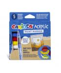 Carioca Acrylic Pack de 5 Marcadores de Pintura Acrilica - Punta Pincel - Tinta a Base de Agua - Alta Cobertura - Colores Surtid