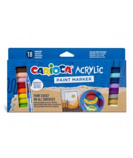 Carioca Acrylic Pack de 18 Marcadores de Pintura Acrilica - Punta Pincel - Tinta a Base de Agua - Alta Cobertura - Colores Surti