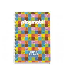 Dohe Playmobil Unite As One Cuaderno Espiral Folio 80 Hojas Cuadricula 4mm con Margen - Tapa Rigida Impresa a todo Color y Plast