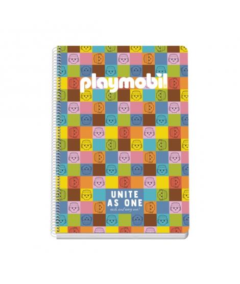 Dohe Playmobil Unite As One Cuaderno Espiral Folio 80 Hojas Cuadricula 4mm con Margen - Tapa Rigida Impresa a todo Color y Plast