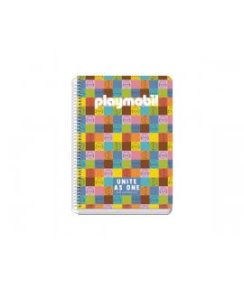 Dohe Playmobil Unite As One Cuaderno Espiral A5 80 Hojas Cuadricula 4mm con Margen - Tapa Rigida Impresa a todo Color - Guardas 