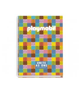 Dohe Playmobil Unite As One Cuaderno Espiral A4 100 Hojas Microperforadas Cuadricula 5mm - Tapa Dura Carton Forrado - Bandas de 