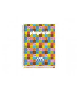 Dohe Playmobil Unite As One Cuaderno Espiral A5 100 Hojas Cuadricula 5mm - Tapa Dura Impresa a todo Color y Plastificada en Bril
