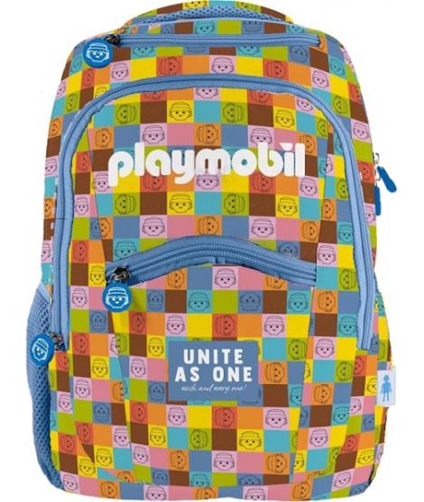 Dohe Playmobil Unite As One Mochila Escolar - Compartimento Principal con Bolsillo Acolchado - Bolsillos Laterales para Bebidas 