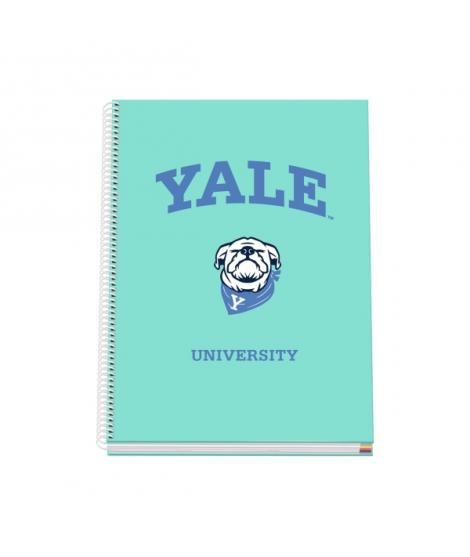Dohe Yale Dog Cuaderno Espiral A4 100 Hojas Microperforadas Cuadricula 5mm - Tapa Dura Carton Forrado - Bandas de Color