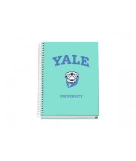 Dohe Yale Dog Cuaderno Espiral A5 100 Hojas Cuadricula 5mm - Tapa Dura Impresa a todo Color y Plastificada en Brillo - Bandas de