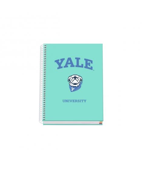 Dohe Yale Dog Cuaderno Espiral A5 100 Hojas Cuadricula 5mm - Tapa Dura Impresa a todo Color y Plastificada en Brillo - Bandas de