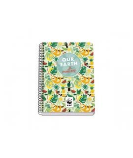 Dohe WWF Tropic Cuaderno Espiral A5 80 Hojas Cuadricula 4mm con Margen - Tapa Rigida Impresa a todo Color y Plastificada en Bril