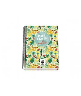 Dohe WWF Tropic Cuaderno Espiral A5 100 Hojas Cuadricula 5mm - Tapa Dura Impresa a todo Color y Plastificada en Brillo - Bandas 