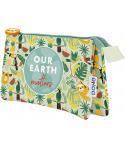Dohe WWF Tropic Portatodo Triple - Cierre Doble con Cremallera y Tirador de Goma